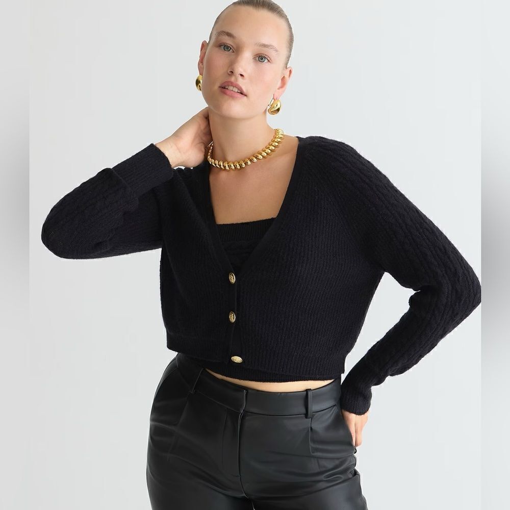 J Crew Supersoft Cropped Cableknit Sweater Tank Set NWT